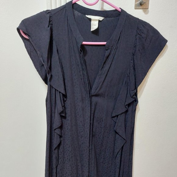 Fancy H&M Long Summer Dress Black Navy Darker Color Comfortable and Stylish Fits - Picture 4 of 9